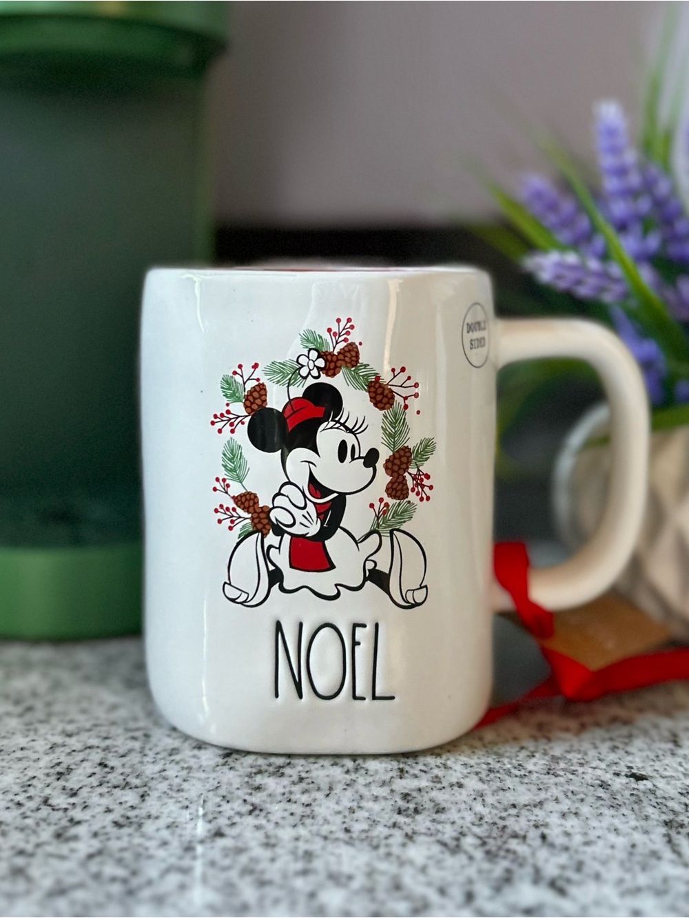 Rae Dunn Disney Minnie Mouse Noel Christmas Themed Mug With Red Interior